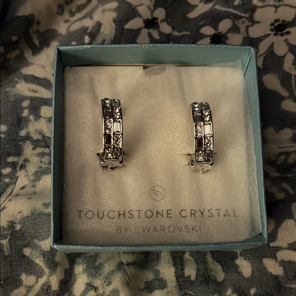 Touchstone Crystal Silver Stud Earrings
